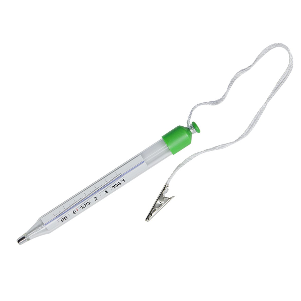 Mercury Free Thermometer - Celsius/Fahrenheit - w/ alligator Clip & case