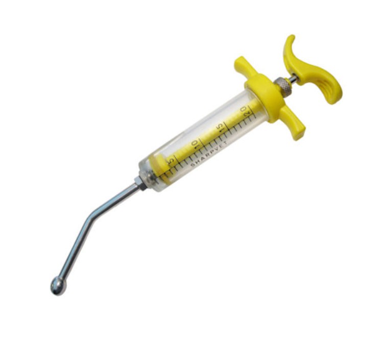 Feeding Syringe - Sharpvet - 20 cc - with dose nut - yellow
