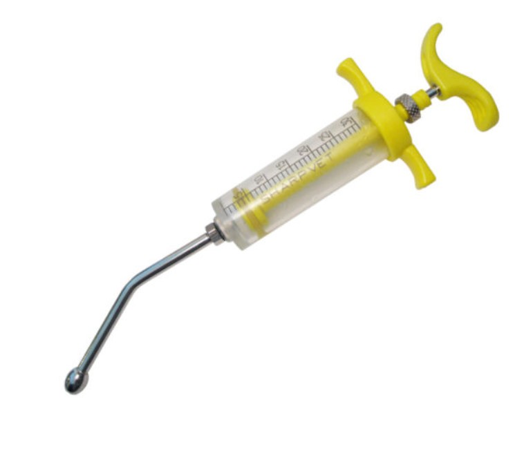 Feeding Syringe - Sharpvet - 30 cc with dose nut - yellow